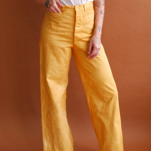 Vintage Overdye US Navy Sailor Pants High Waist 29" BUTTON fly Jesse Kamm Rawson - Picture 2 of 16